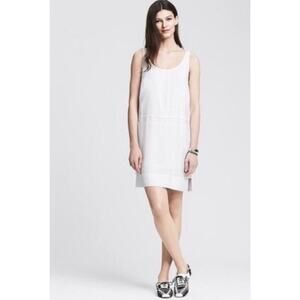 Banana Republic sleeveless shift dress white modal dress size 14 minimalist